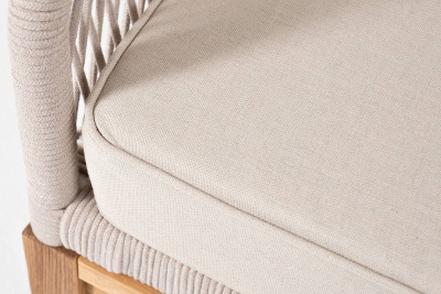 Правый модуль 4SIS Канны из роупа, основание дуб, роуп бежевый круглый, ткань бежевая 052