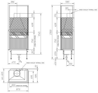 Топка Metalfire Universal MF 800-75 W 2S R