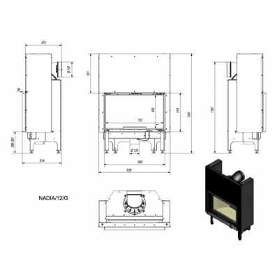 Каминная топка Kratki Nadia 12 G