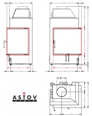 Каминная топка АСТОВ П2С 600