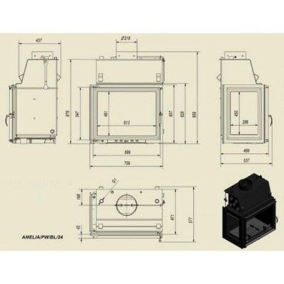 Каминная топка Kratki Amelia PW BL 24 W Z Каминная топка Kratki Amelia PW BL 24 W Z
