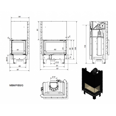 Каминная топка Kratki MBM P BS G Каминная топка Kratki MBM P BS G