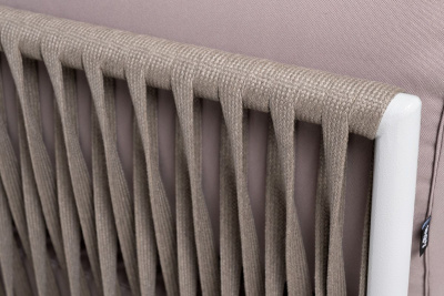 Левый модуль 4SIS Касабланка из роупа, каркас алюминий светло-серый муар, роуп серо-коричневый, ткань бежевая 052 Левый модуль 4SIS Касабланка из роупа, каркас алюминий светло-серый муар, роуп серо-коричневый, ткань бежевая 052