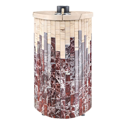 Дровяная печь Ферингер Макси ПФ в облицовке Россо Леванте+"Окаменевшее дерево", до 38 м³ Дровяная печь Ферингер Макси ПФ в облицовке Россо Леванте+"Окаменевшее дерево", до 38 м³