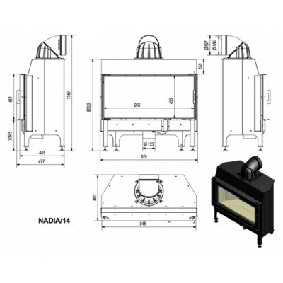 Каминная топка Kratki Nadia 14