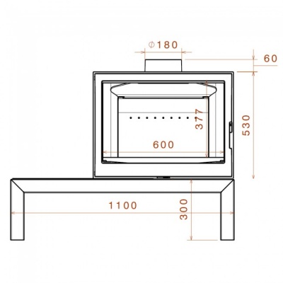 Отопительная печь Liseo Castiron LCI 7 GFLR Table, два боковых стекла
