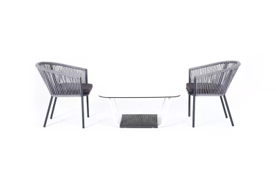 Кофейный набор 4SIS Марсель плетеный из роупа Цвет: светло-серый