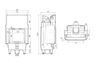 Топка Defro Home Intra SM G, 10 кВт, 611/552мм, гильотина