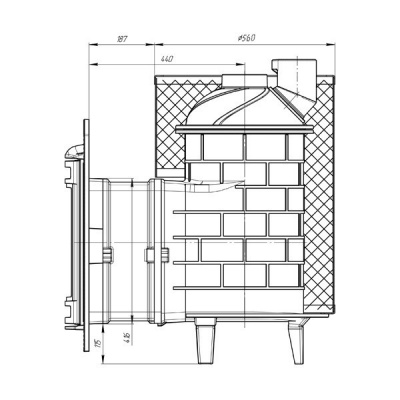 Печь для бани чугунная Атмосфера с комбинированной облицовкой
