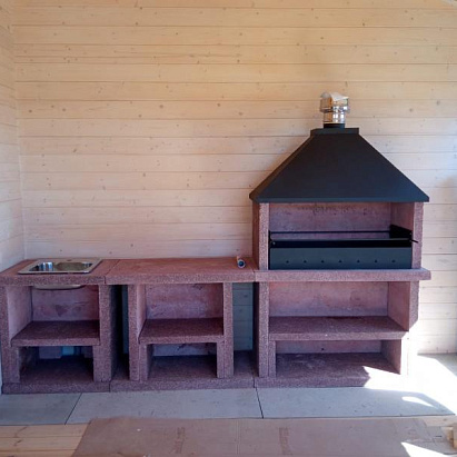 Барбекю комплекс в беседке из бруса