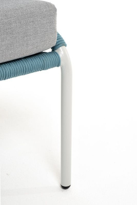 Диван 4SIS Милан 2-местный плетеный, каркас светло-серый муар, роуп бирюзовый, ткань светло-серая Диван 4SIS Милан 2-местный плетеный, каркас светло-серый муар, роуп бирюзовый, ткань светло-серая