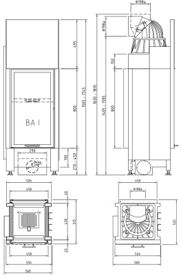 Каминная топка Schmid Lina FD 4580 h (туннельная версия)
