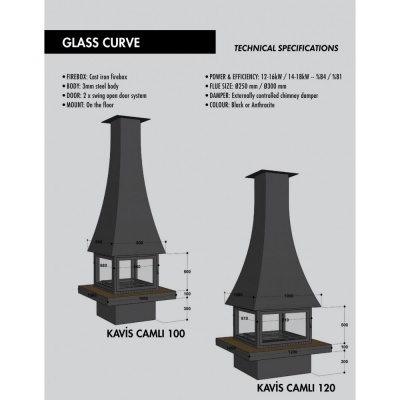Островной камин Kavis Glass