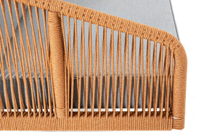 Диван 4SIS Канны 2-местный из роупа, каркас белый шагрень, роуп оранжевый меланж, ткань светло-серая