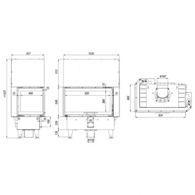 Топка Defro Home Intra ME G угловая, 13кВт, 924/548/498мм, гильотина