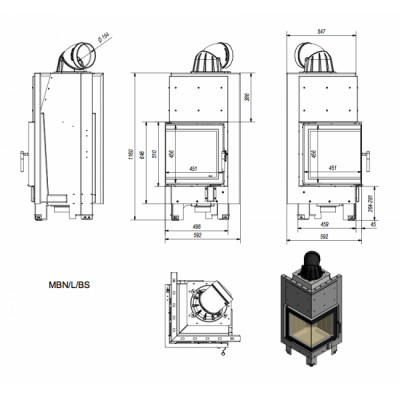 Каминная топка Kratki MBN L BS Каминная топка Kratki MBN L BS