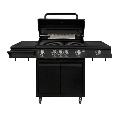 Газовый гриль B-Fire Bizon Premium 4 (2 столика + тележка 70 см.), черный