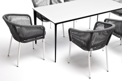 Обеденная группа 4SIS Малага 6-местная со стульями Марсель Цвет: белый, серый, молочный