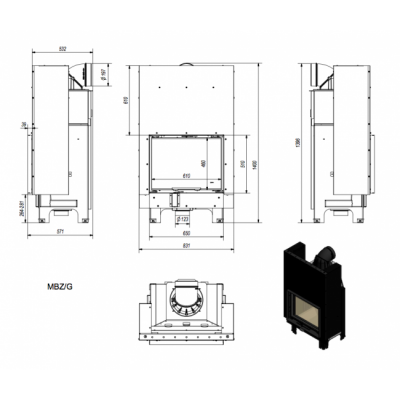 Каминная топка Kratki MBZ G