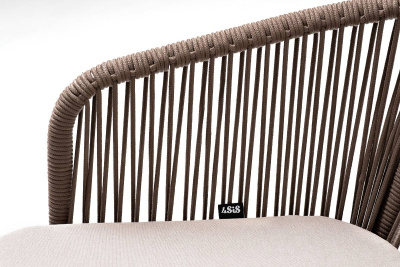 Стул барный 4SIS Марсель из роупа, Каркас из стали белый муар, роуп бежевый, ткань бежевая 052