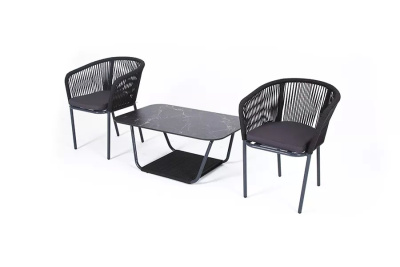 Кофейный набор 4SIS Марсель плетеный из роупа Цвет: темно-серый