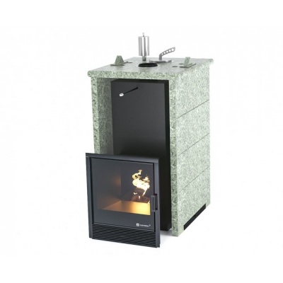 Печь для бани ИзиСтим Сочи в трёхстороннем кожухе из жадеита сталь AISI 321