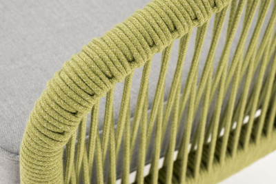 Диван 4SIS Канны 2-местный из роупа; каркас алюминий светло-серый (RAL7035) муар, роуп салатовый меланж круглый, ткань светло-серая Диван 4SIS Канны 2-местный из роупа; каркас алюминий светло-серый (RAL7035) муар, роуп салатовый меланж круглый, ткань светло-серая