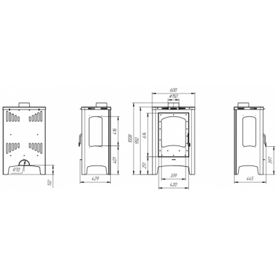 Печь-камин ЭкоКамин Бавария панорама пристенная (РК191)
