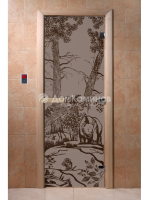 Дверь для саун DoorWood "Мишки черный жемчуг матовая"