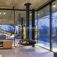 Камин Focus Gyrofocus Glazed (со стеклом) с трубой, помещение H-4,3 м, чёрный