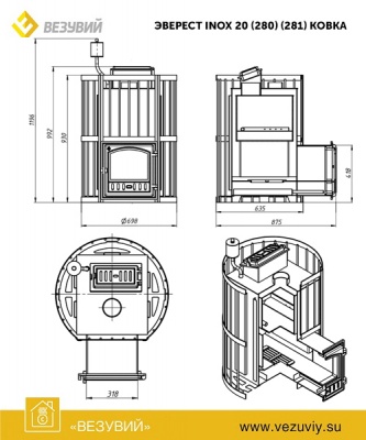 Печь для бани из нерж. стали Эверест INOX 20 (280) Ковка