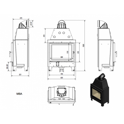 Каминная топка Kratki MBA Каминная топка Kratki MBA