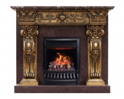 Мраморный электрокамин Ампир Россо Леванте