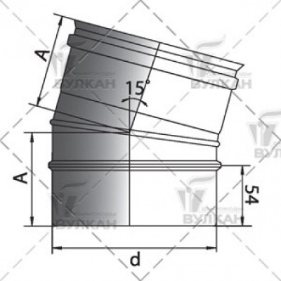 Отвод 15° на расш. Вулкан OTHR d300 матов.