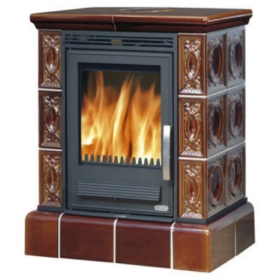 Печь-камин ABX Helvetia KP, кафельный цоколь (коричневый)