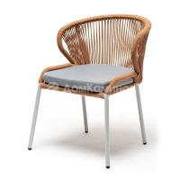 Стул 4SIS Милан из роупа, Каркас алюминий светло-серый муар, роуп оранжевый меланж, ткань светло-серая