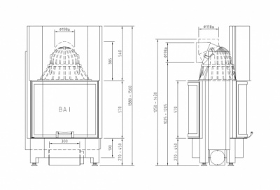 Каминная топка Schmid Pano FD 6757 h (туннельная версия)