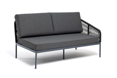 Левый модуль 4SIS Канны из роупа, каркас алюминий темно-серый муар, роуп темно-серый, ткань темно-серая 027 Левый модуль 4SIS Канны из роупа, каркас алюминий темно-серый муар, роуп темно-серый, ткань темно-серая 027