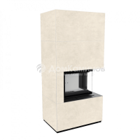 Каминокомплект FLOKI в облицовке FOKOS TALCO, угловое стекло справа