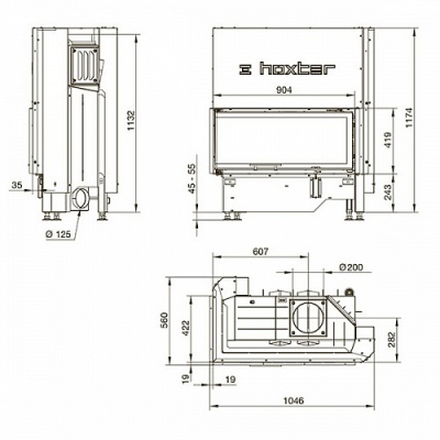 Каминная топка Hoxter ECKA 90/40/40 Rh/Lh