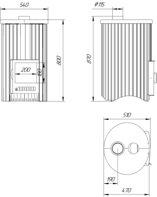 Дровяная печь Ферингер Уют-18 ПФ, Змеевик (наборный), до 18 м³ Дровяная печь Ферингер Уют-18 ПФ, Змеевик (наборный), до 18 м³