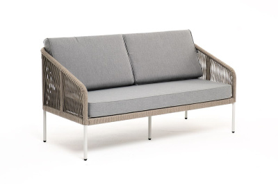 Диван 4SIS Канны 2-местный из роупа, каркас светло-серый муар, роуп серый меланж, ткань светло-серая