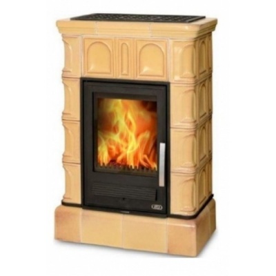 Печь-камин ABX BRITANIA K, с кафельным цоколем, с теплообменником (табак)