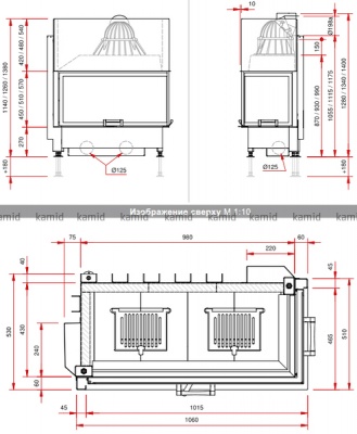 Каминная топка Schmid Ekko L/R 100(45)45 h