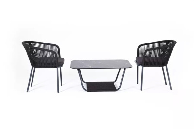 Кофейный набор 4SIS Марсель плетеный из роупа Цвет: темно-серый