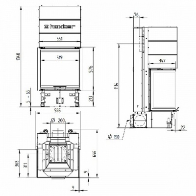 Каминная топка Hoxter UKA 37/55/37/57h