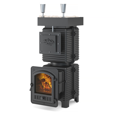 Печь для бани Эверест "Легкий пар Профи" под обкладку (чугунная закрытая каменка) диаметр дымохода: 120 мм Печь для бани Эверест "Легкий пар Профи" под обкладку (чугунная закрытая каменка) диаметр дымохода: 120 мм