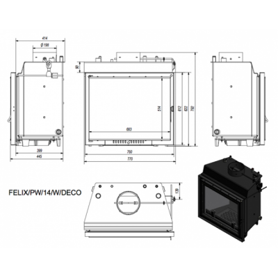 Каминная топка Kratki Felix PW 14 W DECO Каминная топка Kratki Felix PW 14 W DECO
