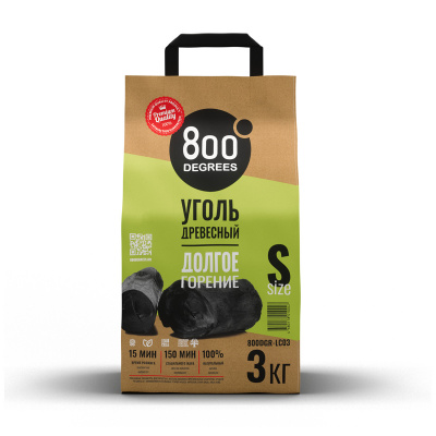 Уголь кусковой 800 DEGREES LUMP CHARCOAL, 3 КГ