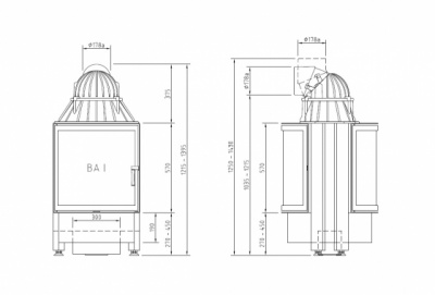 Каминная топка Schmid Ronda FD 5557 (туннельная версия)